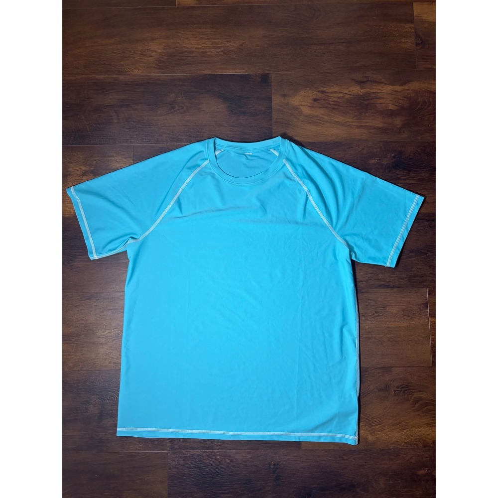 Old Navy Mens XL Go-Dry Swim Shirt Rash Guard Blue Raglan Short Sleeve 54023